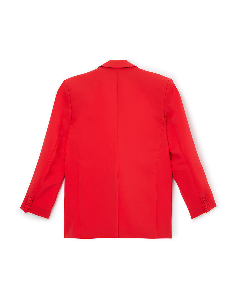 Red / ROSE APPLIQUE TUXEDO BLAZER