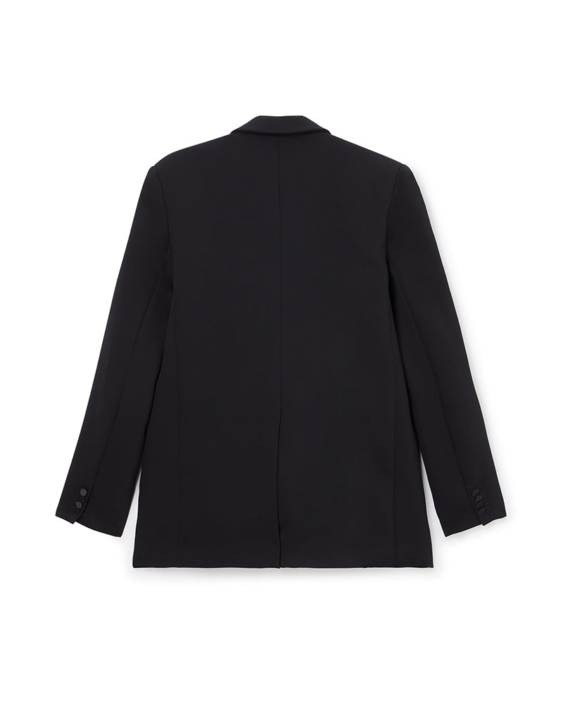 Black / ROSE APPLIQUE TUXEDO BLAZER