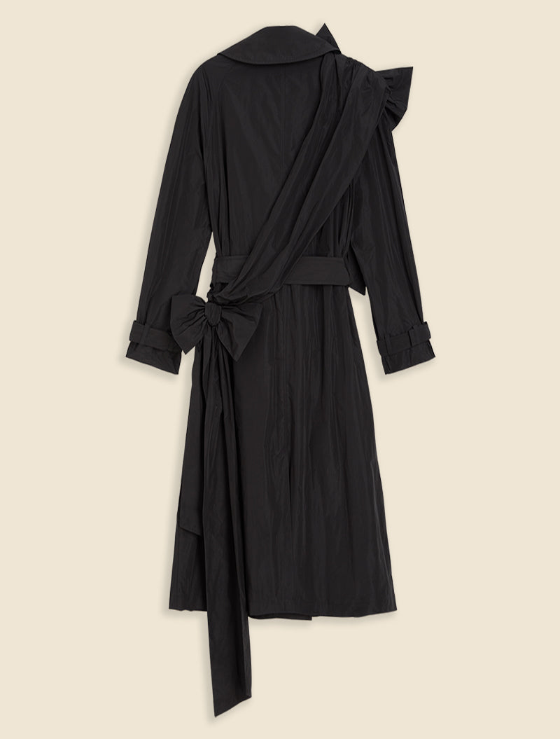Black / DRAPE BOW TRENCHCOAT