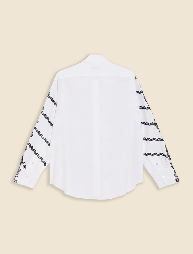 White / LACE APPLIQUE SHIRT