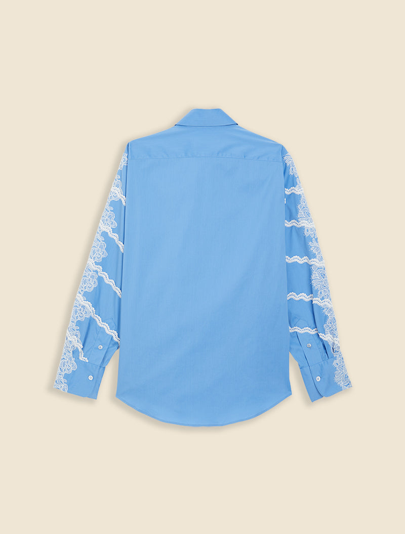 Blue / LACE APPLIQUE SHIRT