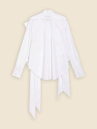 White / DRAPE BOW SHIRT