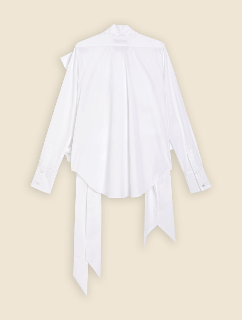 White / DRAPE BOW SHIRT