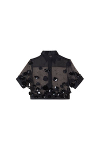 Black / EMBROIDERED CROPPED SHIRT
