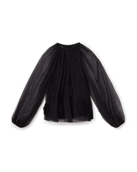 Black / ROSE APPLIQUE BLOUSE
