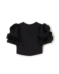 Black / ROSE APPLIQUE CROPPED TOP