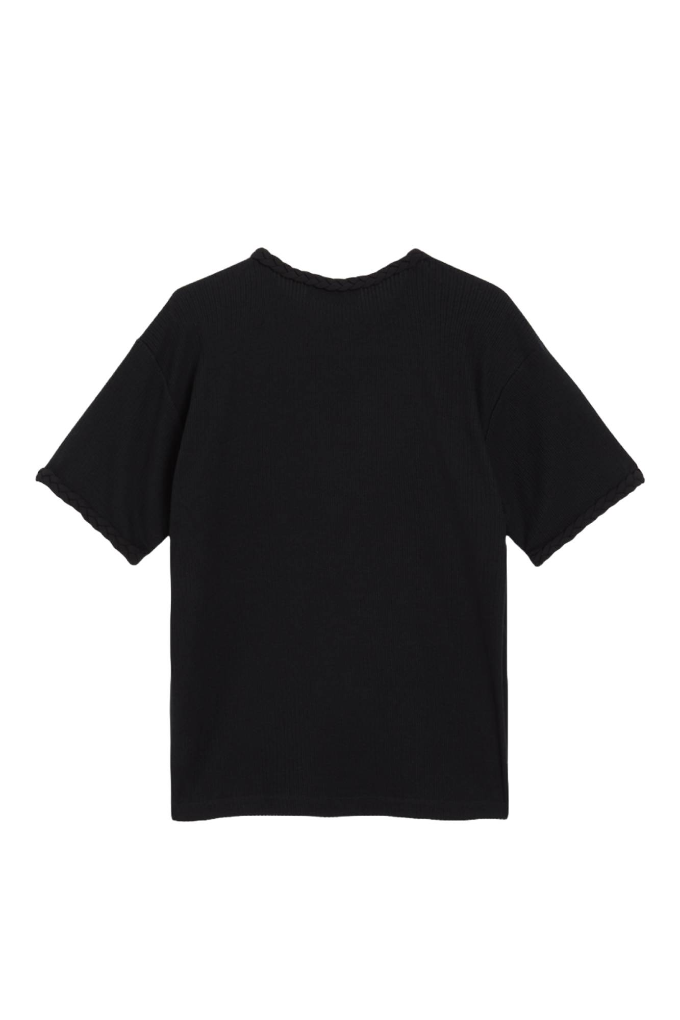 Black / BRAID DETAIL T-SHIRT