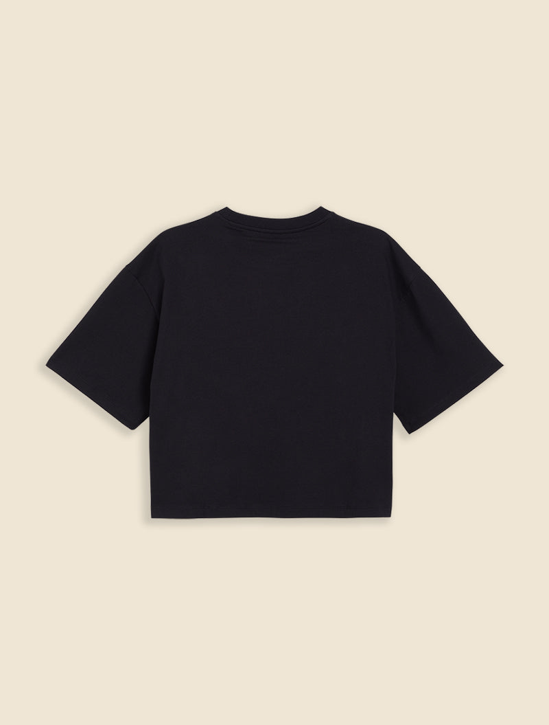 Black / EMBROIDERY BOXY T-SHIRT