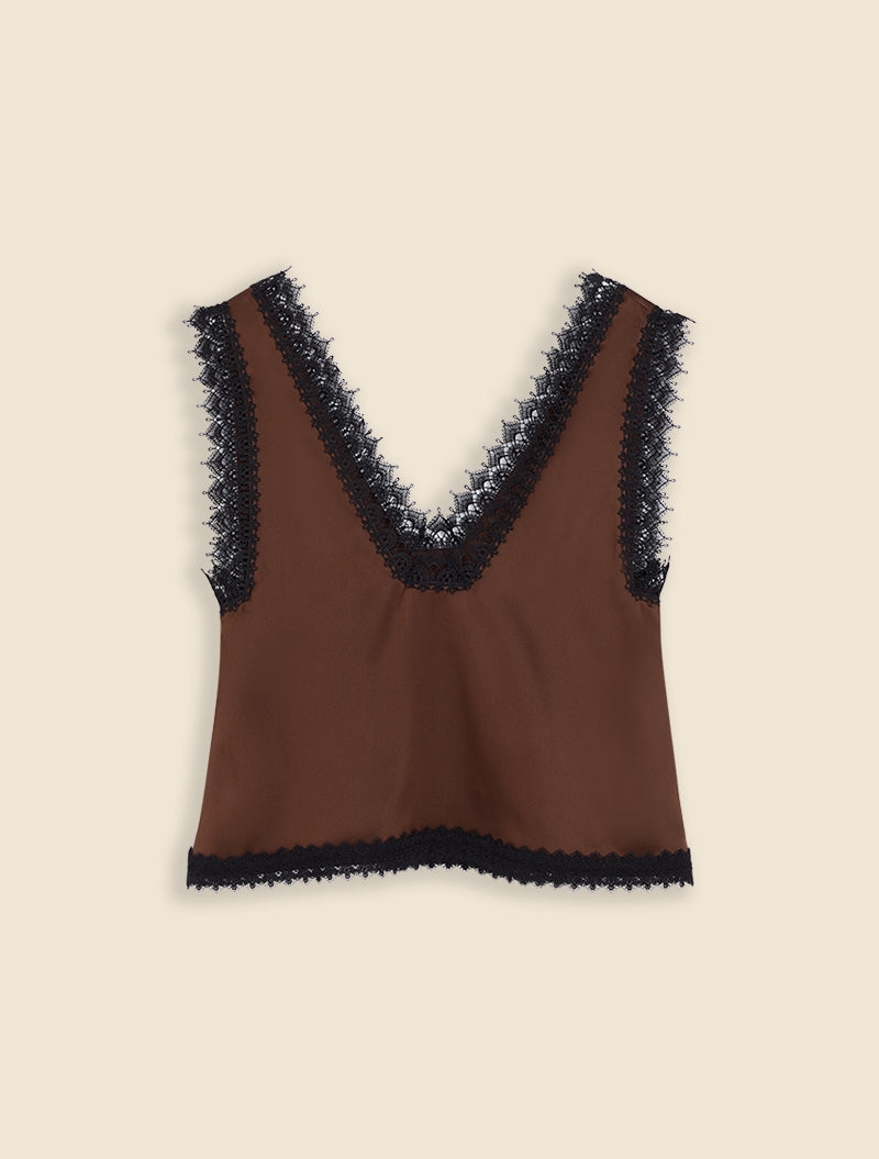 Brown / LACE CAMISOLE TOP