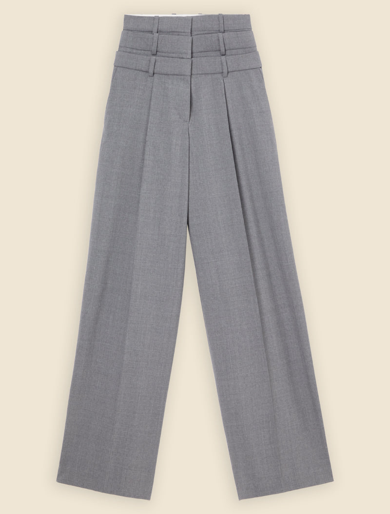 Grey / MULTI LAYERED TROUSERS