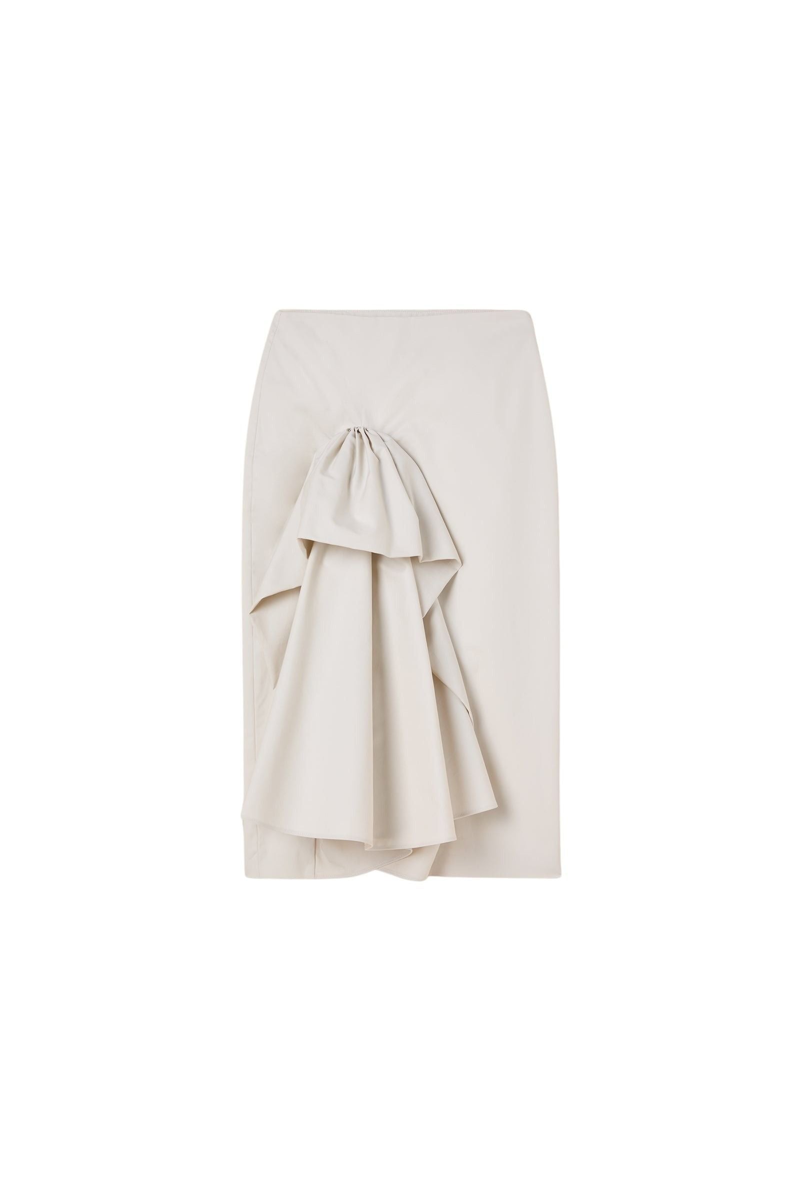 Stone / TUCK UP FITTED SKIRT