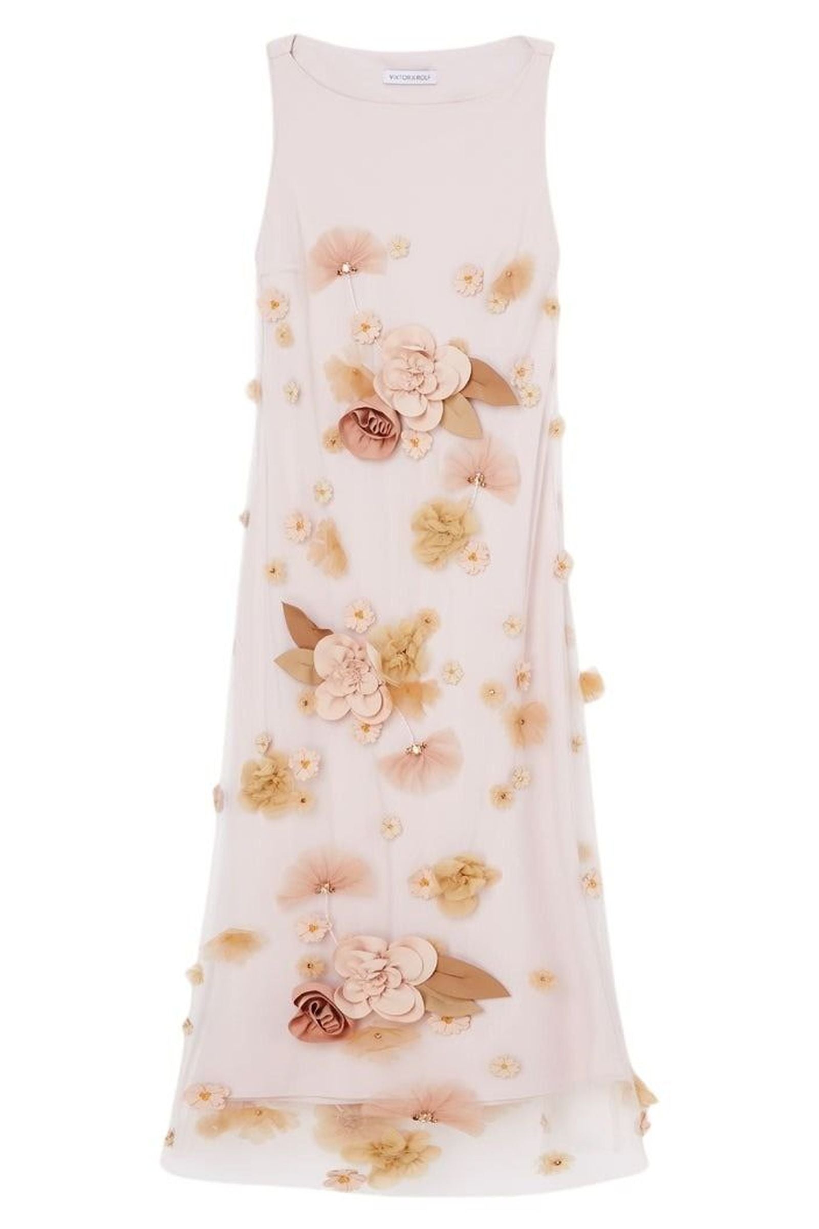 Pink / FLORAL EMBROIDERY MIDI DRESS