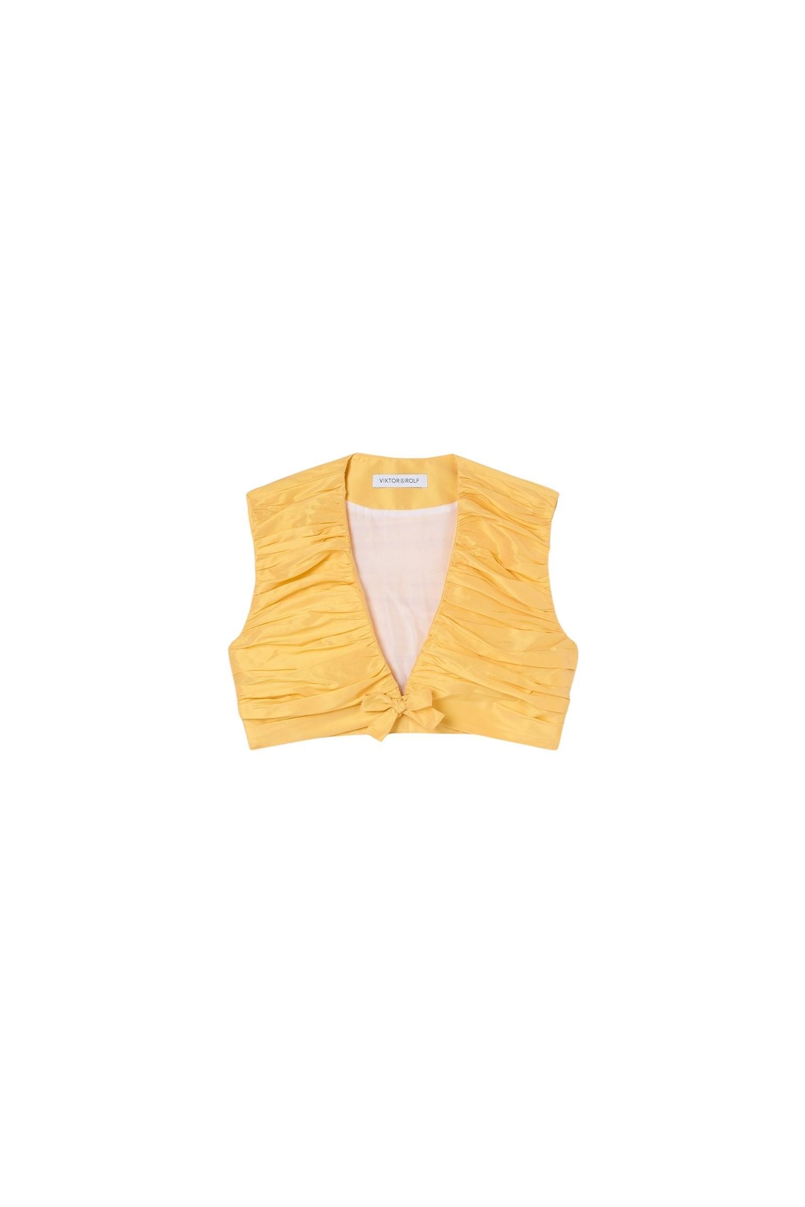 Yellow / PLEATED CROPPED TOP