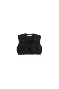 Black / PLEATED CROPPED TOP