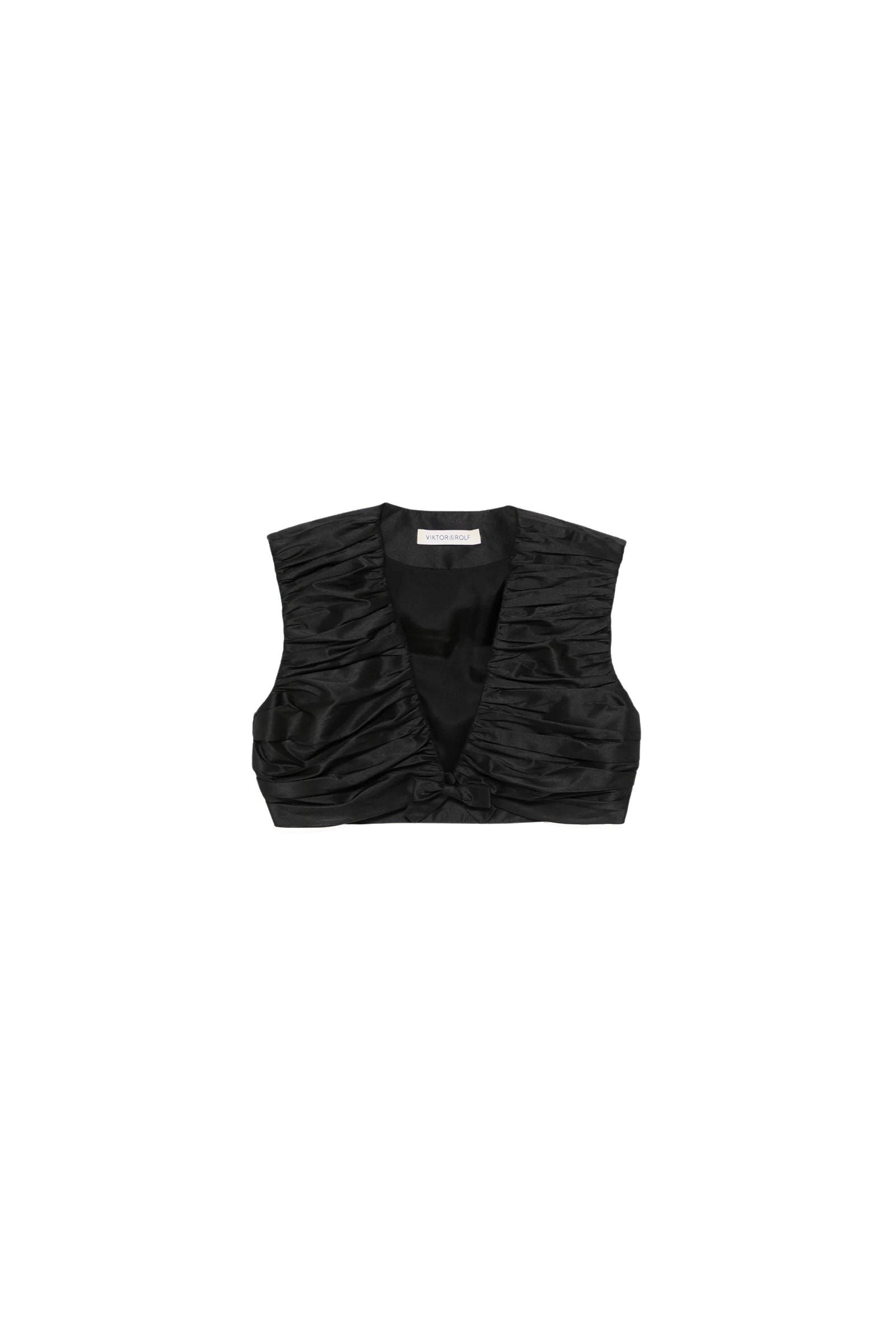 Black / PLEATED CROPPED TOP
