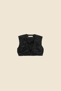 Black / PLEATED CROPPED TOP