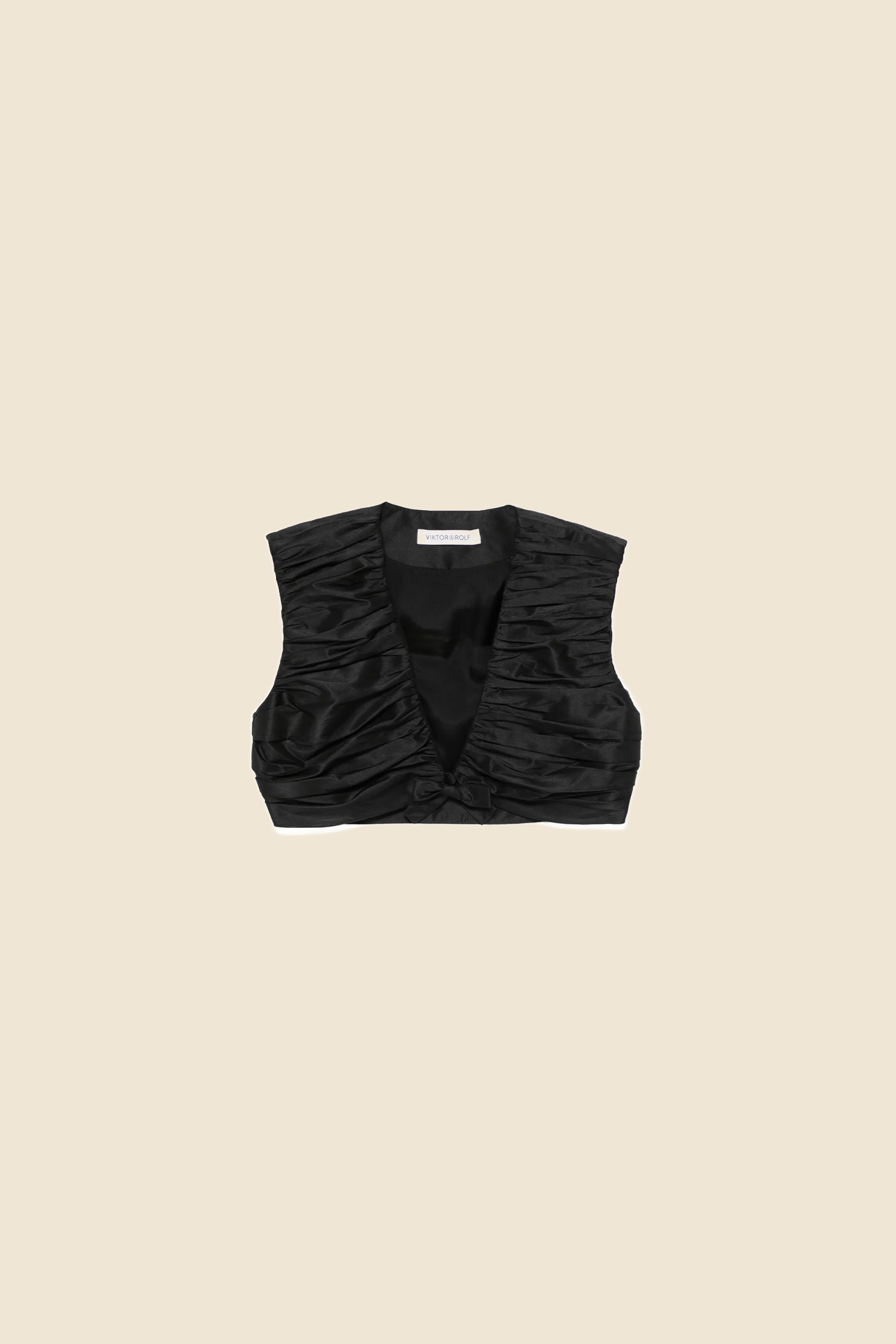 Black / PLEATED CROPPED TOP