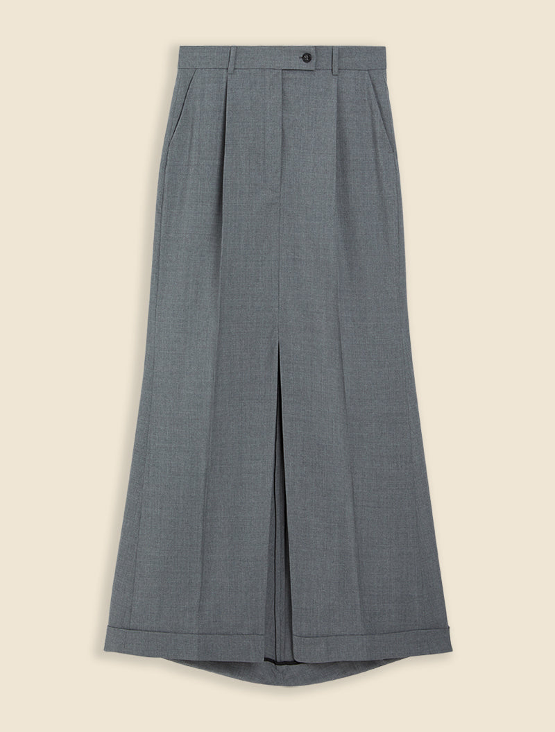 Grey / MAXI TAILORED SKIRT