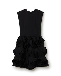 Black / ROSE APPLIQUE MINI DRESS