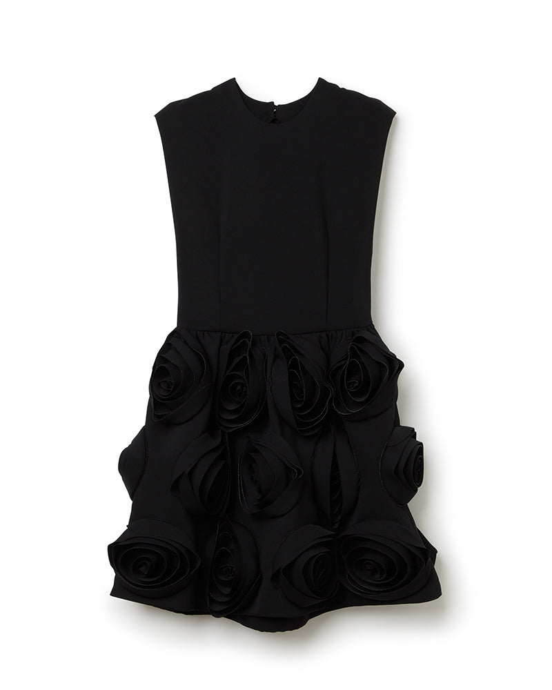 Black / ROSE APPLIQUE MINI DRESS