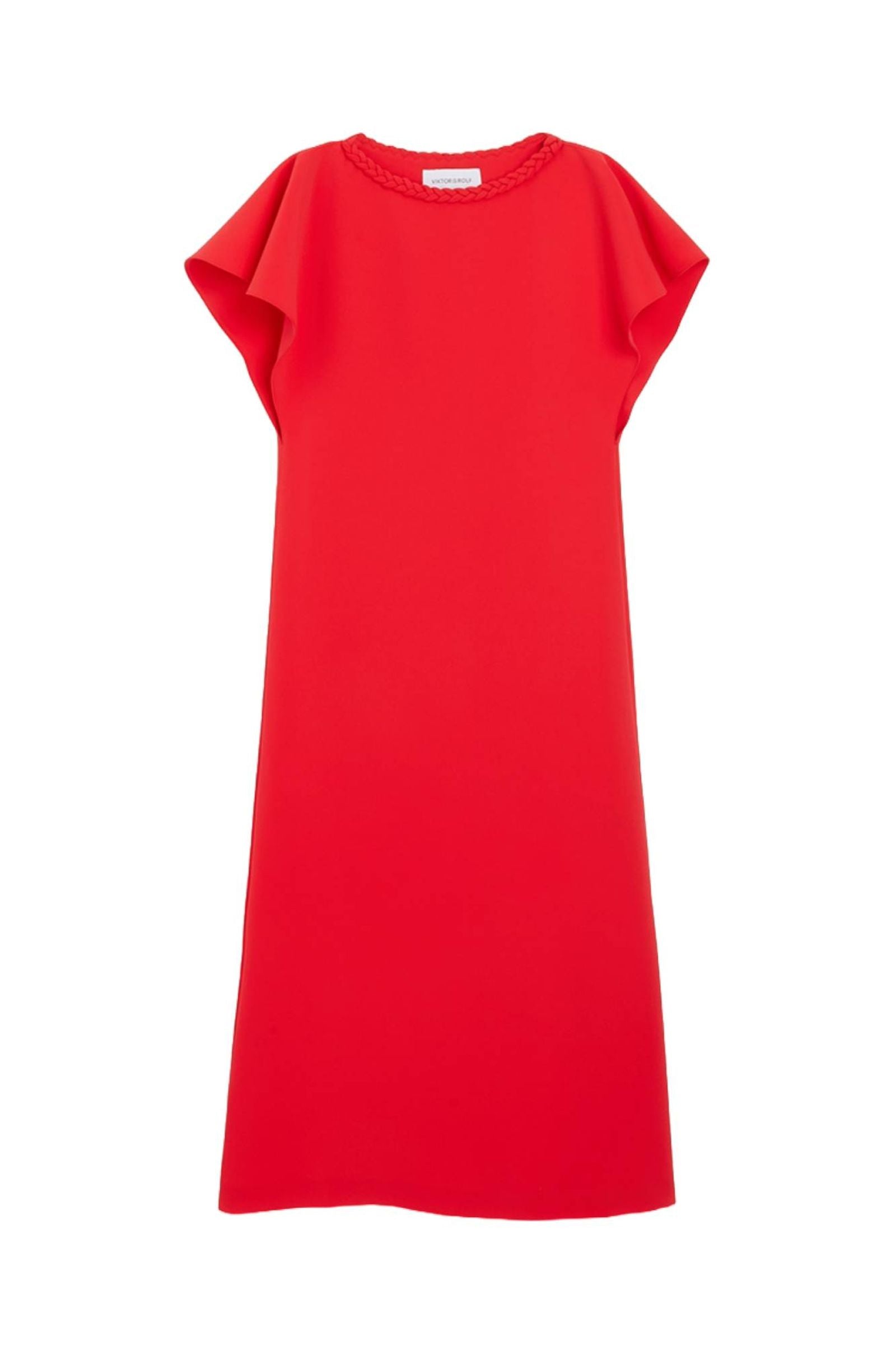 Red / BRAID DETAIL MIDI DRESS