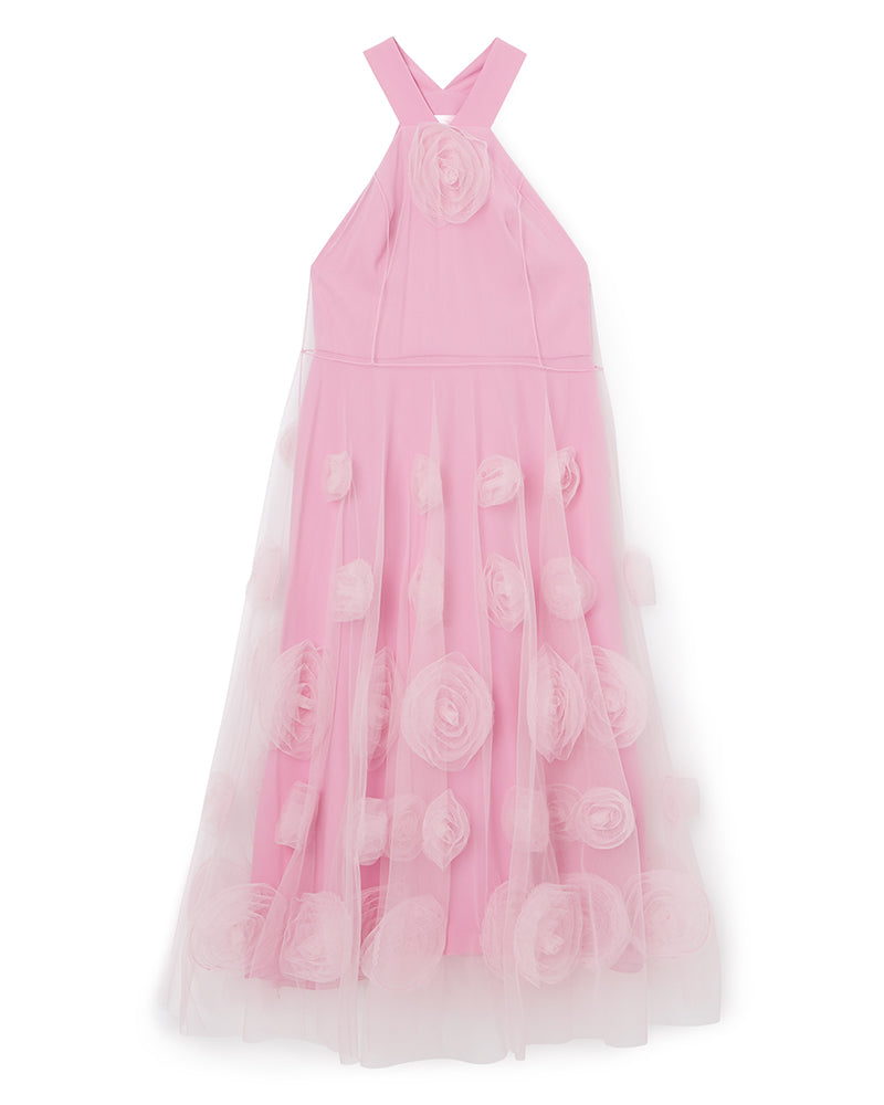 Pink / ROSE APPLIQUE MAXI DRESS