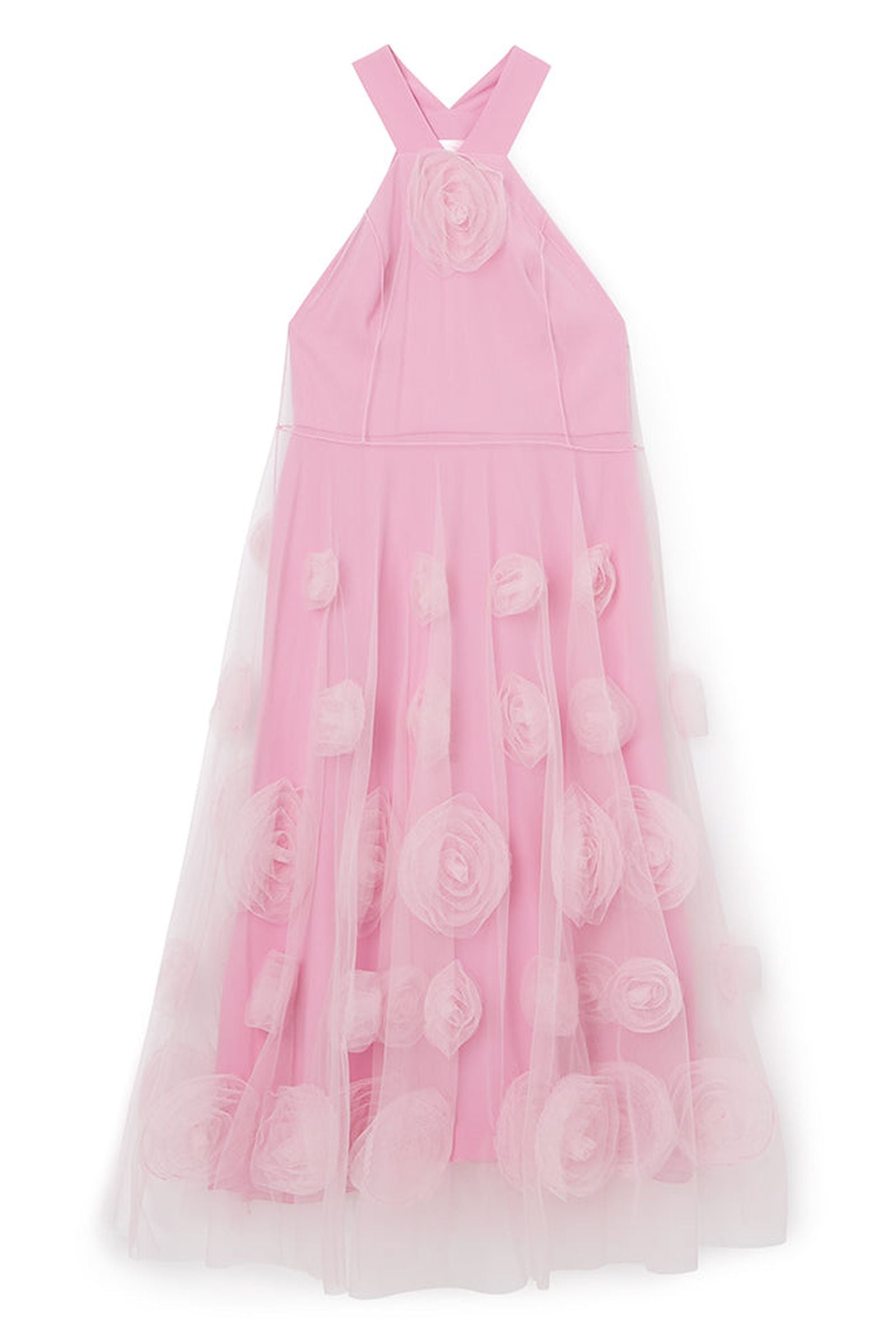 Pink / ROSE APPLIQUE MAXI DRESS