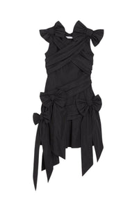 Black / DRAPE BOW DRESS
