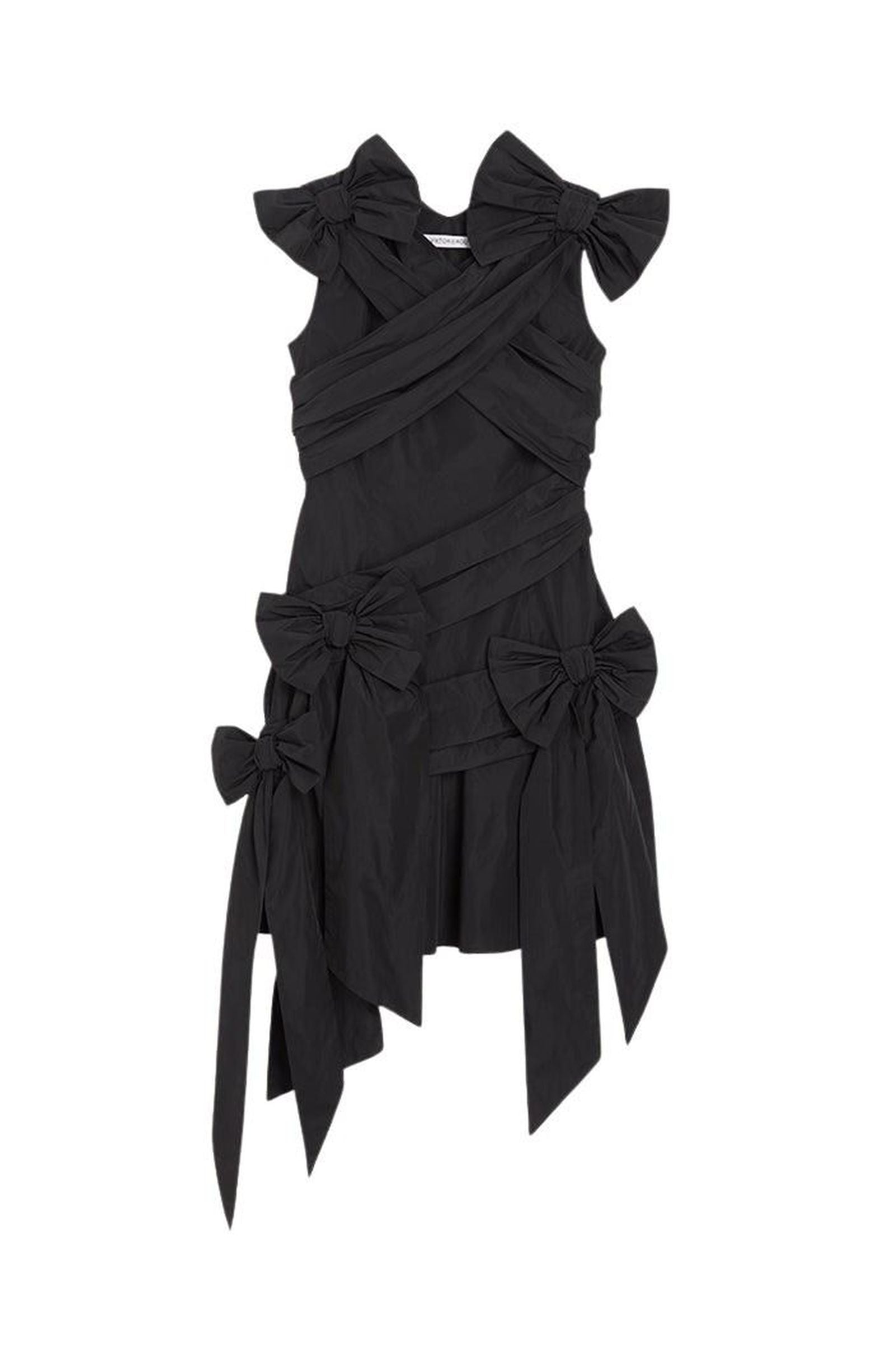 Black / DRAPE BOW DRESS
