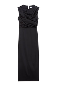 Black / PLEATED MAXI DRESS
