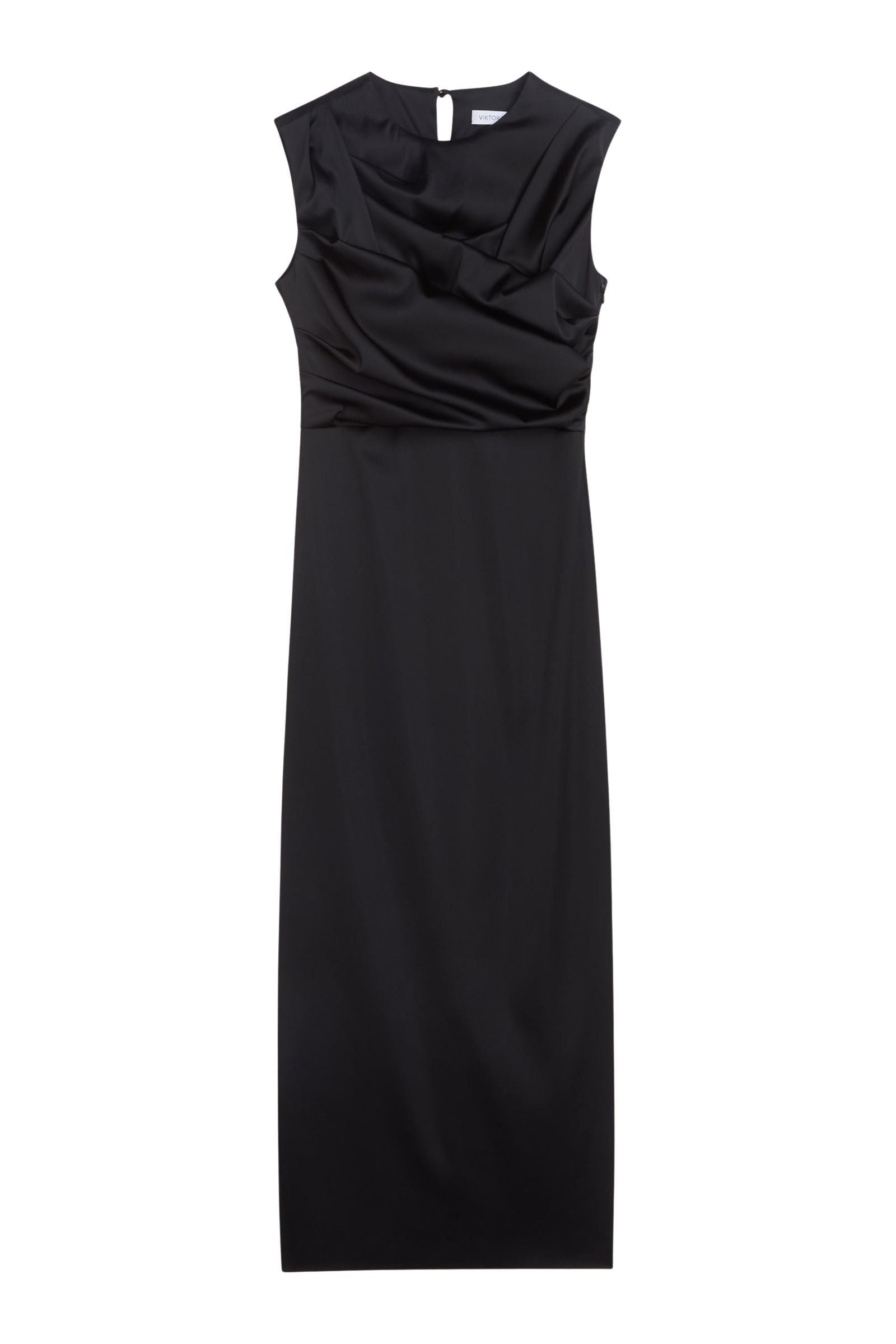 Black / PLEATED MAXI DRESS