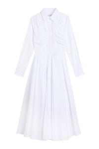 White / PLEATED SHIRT DRESS