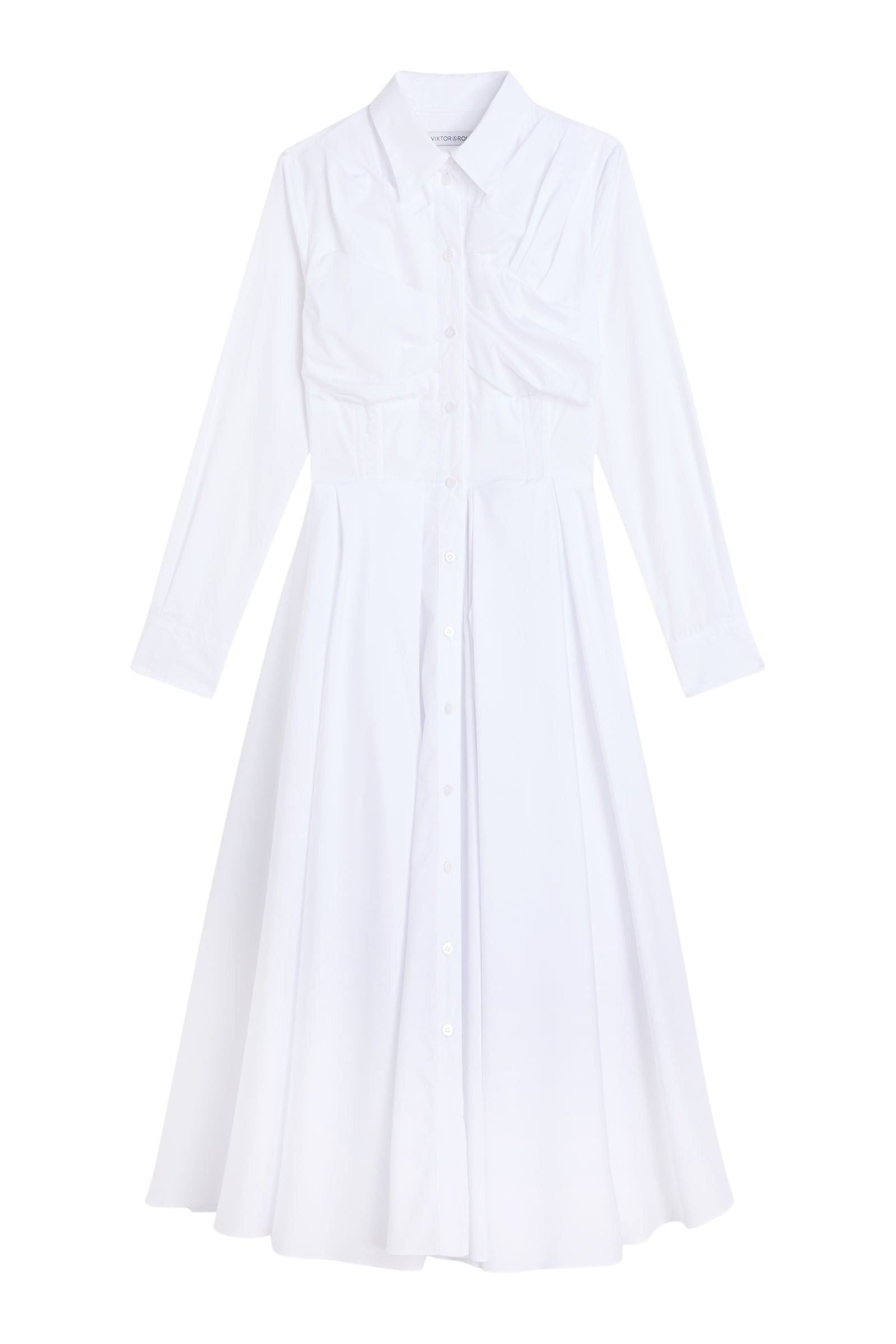White / PLEATED SHIRT DRESS