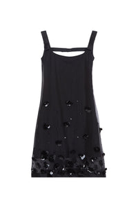 Black / EMBROIDERED MINI DRESS