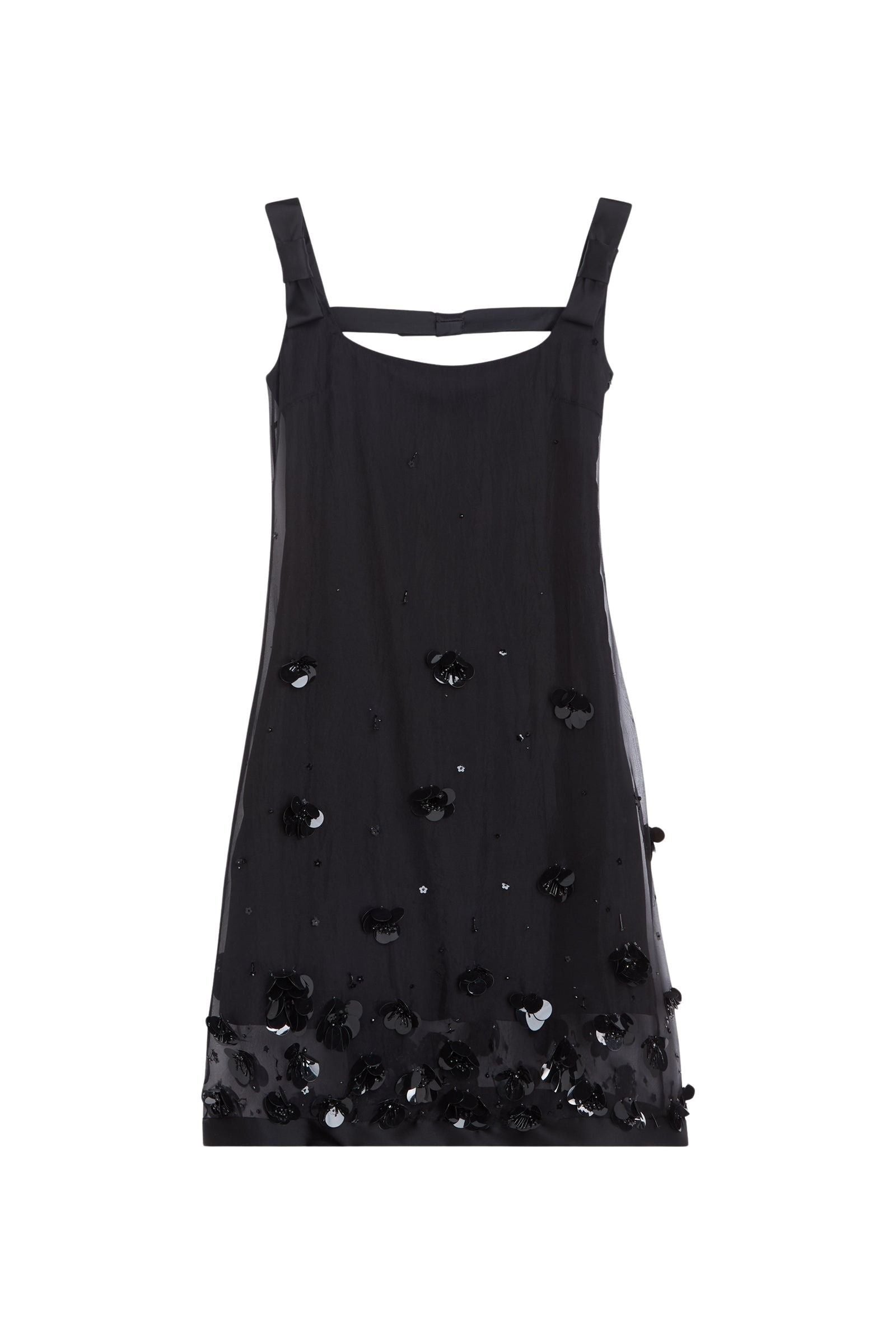 Black / EMBROIDERED MINI DRESS