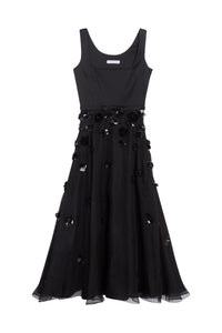 Black / EMBROIDERED A-LINE GOWN