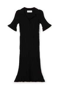 Black / KNITTED POLO DRESS