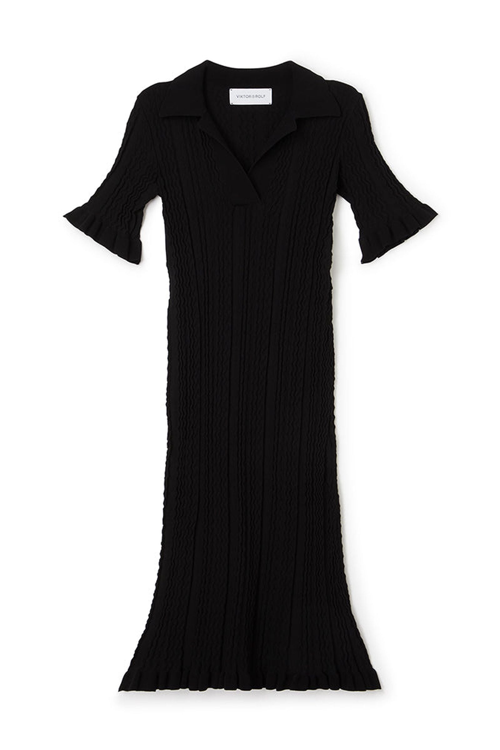 Black / KNITTED POLO DRESS