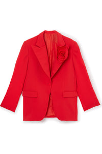 Red / ROSE APPLIQUE TUXEDO BLAZER