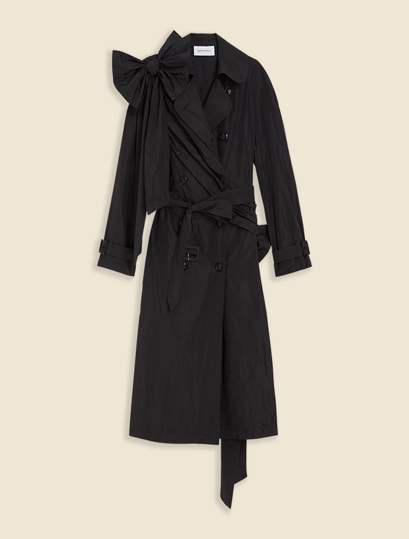 Black / DRAPE BOW TRENCHCOAT