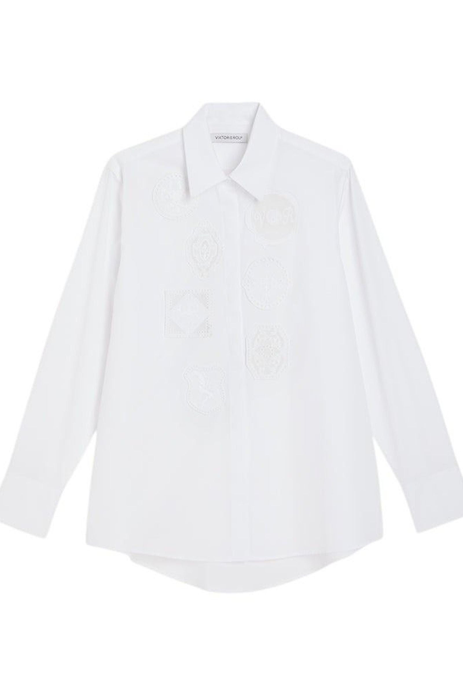 White / EMBROIDERY PATCH SHIRT