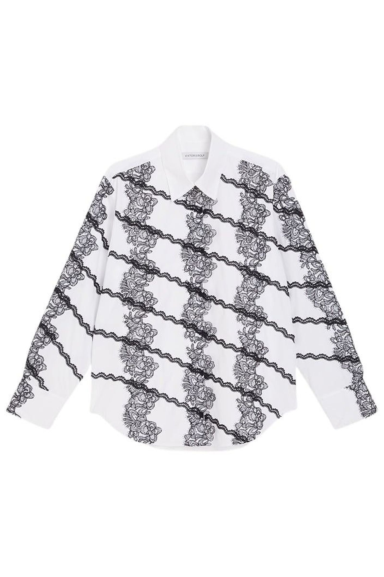 White / LACE APPLIQUE SHIRT