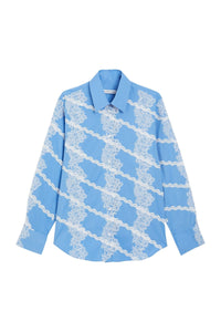 Blue / LACE APPLIQUE SHIRT