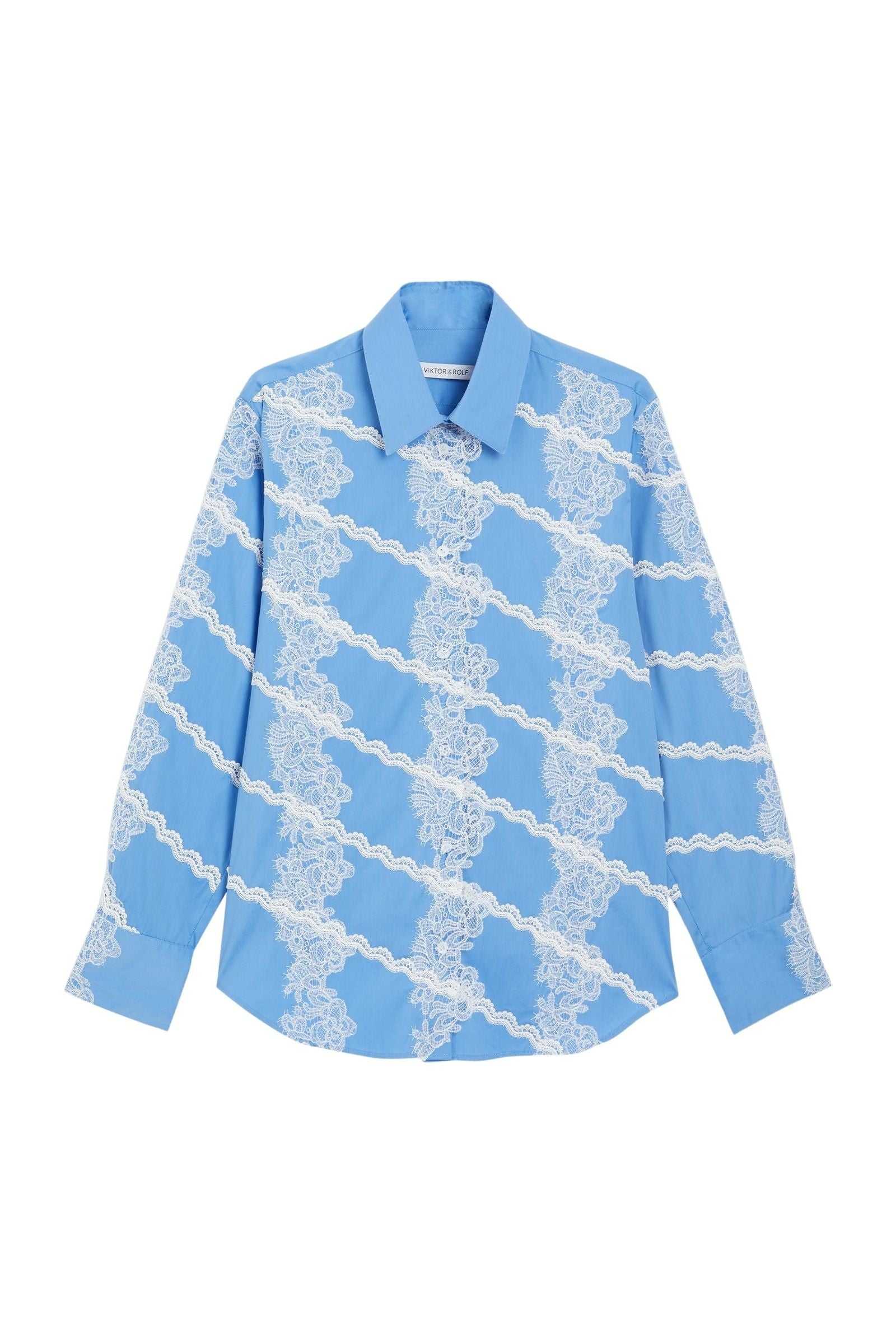 Blue / LACE APPLIQUE SHIRT