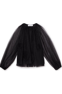 Black / ROSE APPLIQUE BLOUSE