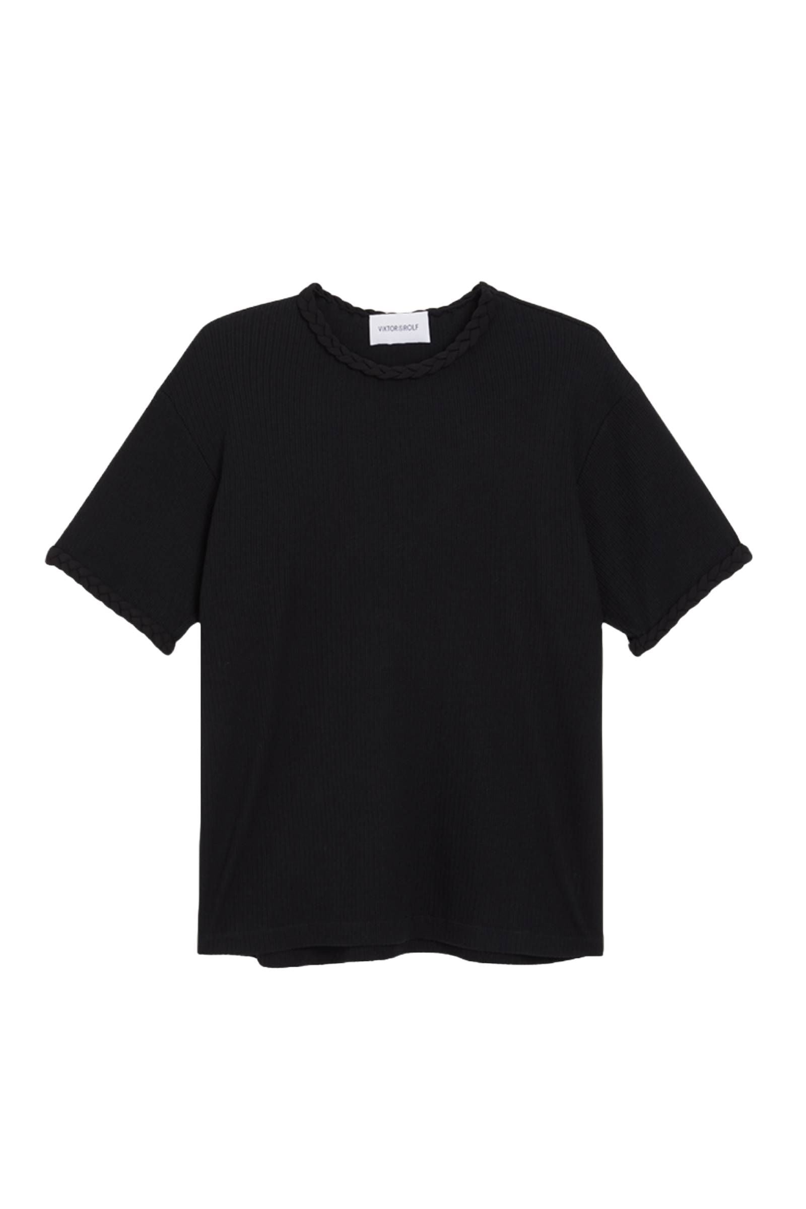 Black / BRAID DETAIL T-SHIRT