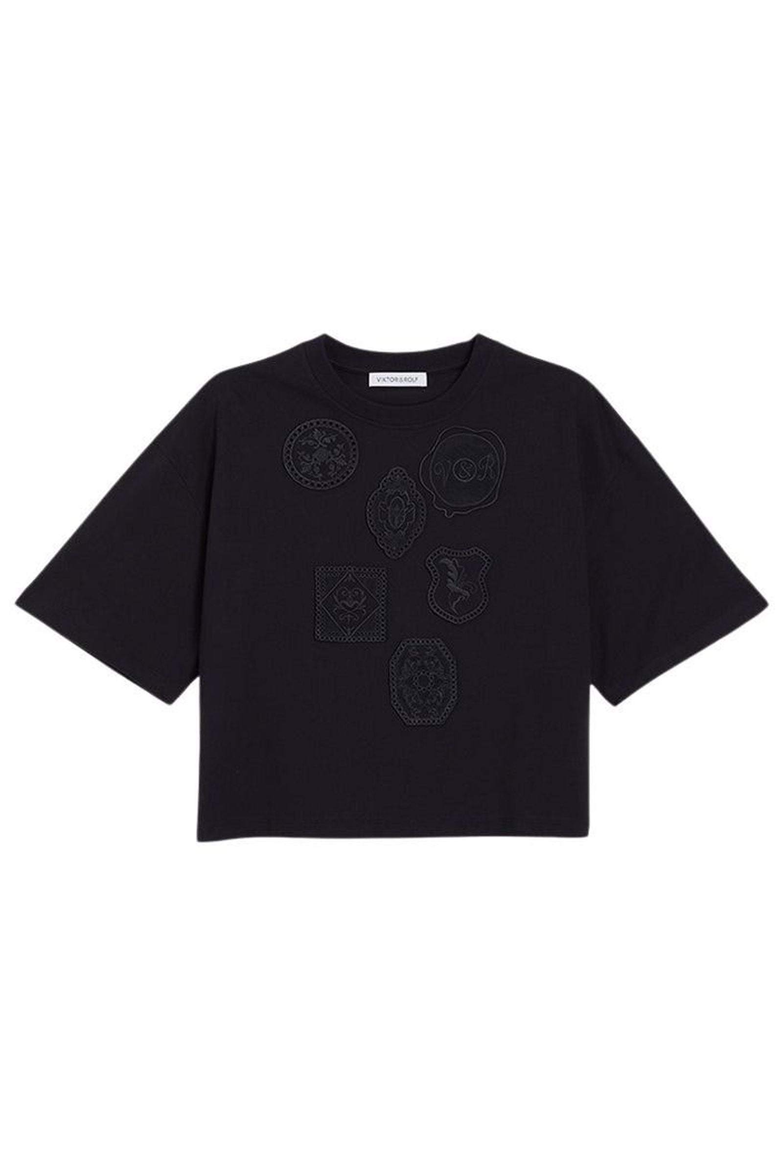 Black / EMBROIDERY BOXY T-SHIRT