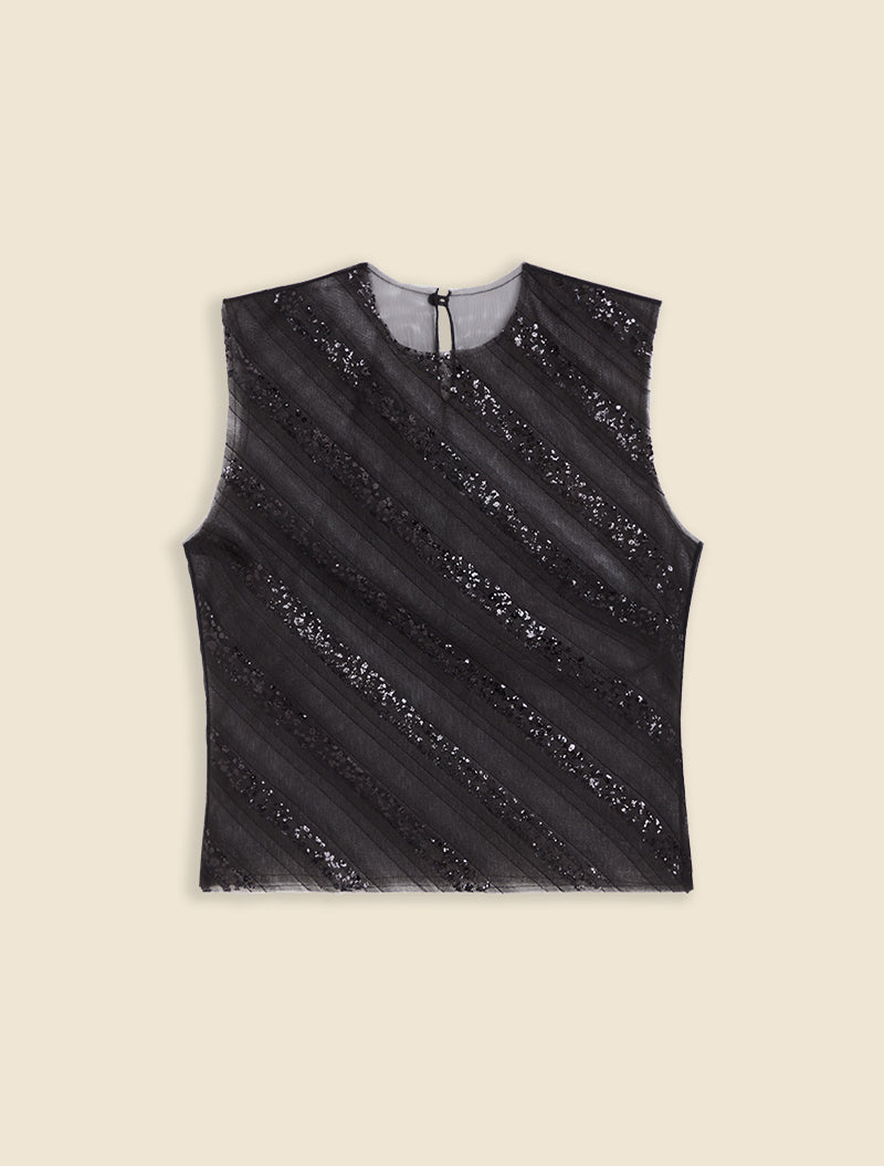 Black / TULLE TANK TOP