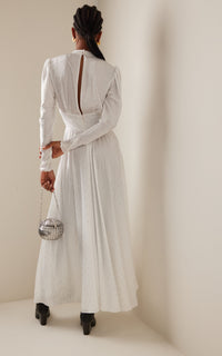 Robe longue évasée à clous - Ecru