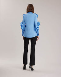 Pantheon ruffled cotton blouse - Icy blue